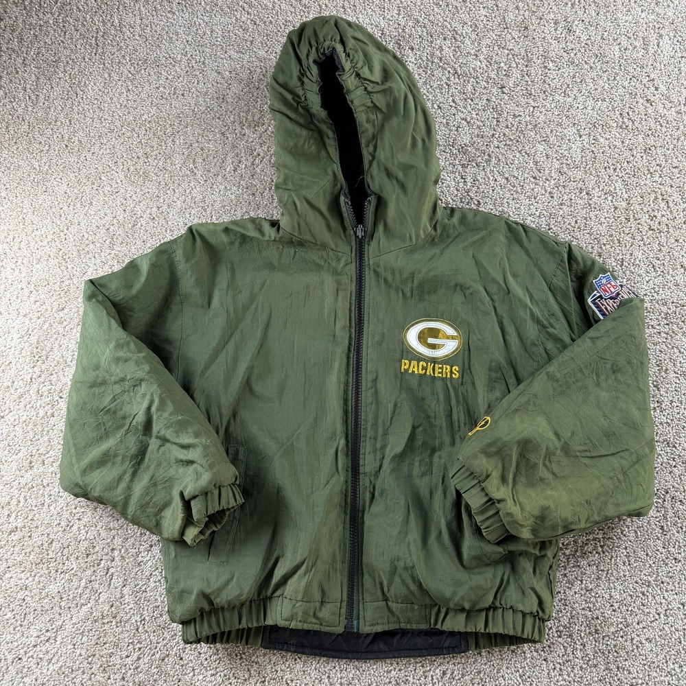 Vintage Green Bay Packers Jacket Youth Large Green NFL Football Pro Player